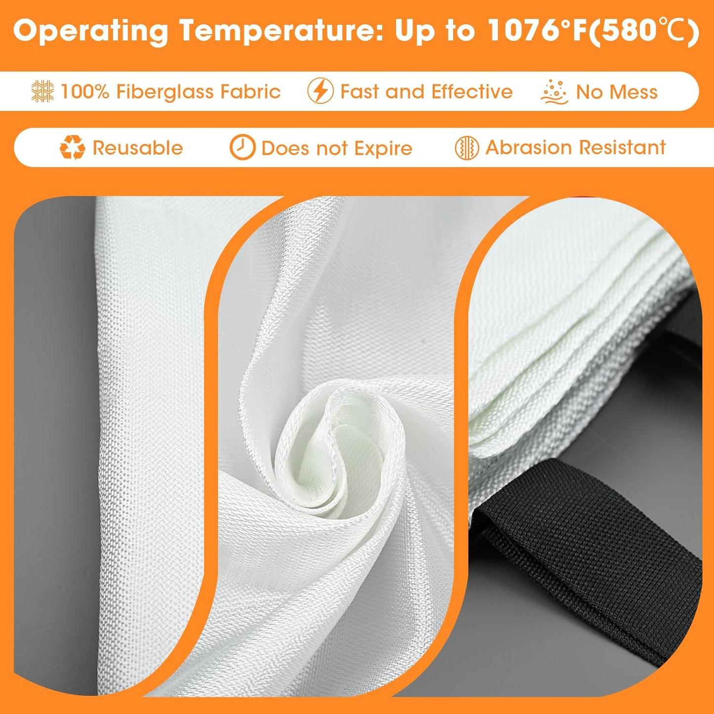 1 couverture anti-feu de 1 m x 1 m, couverture anti-incendie d'urgence pour cuisine à dépliage rapide en fibre de verre ignifuge, avec crochets, couverture anti-incendie très résistante pour la maison E-Plaza store