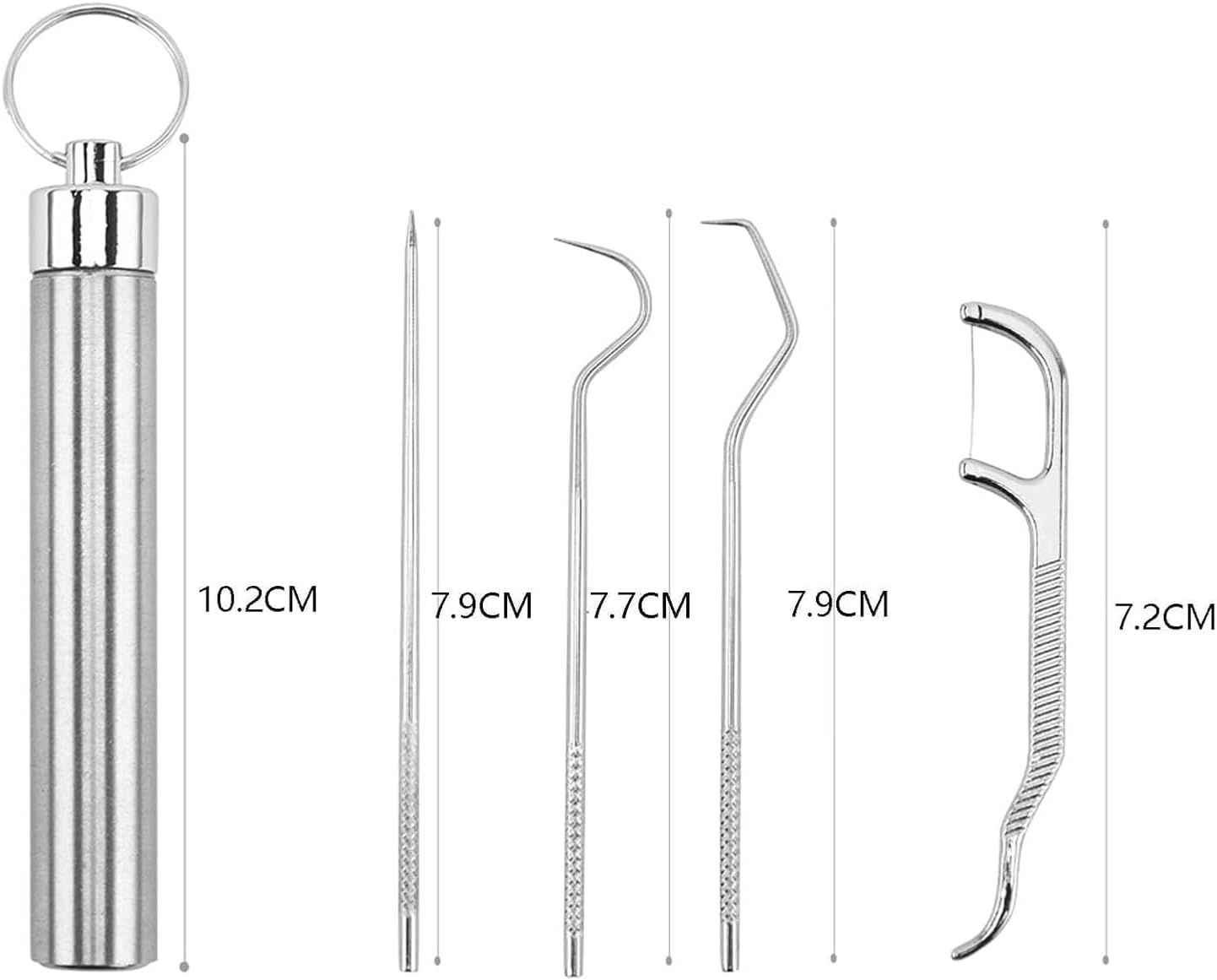 Ensemble de cure-dents en acier inoxydable 304, crochet dentaire, réutilisable, porte-cure-dents portable en métal pour pique-nique, camping et voyage E-Plaza store