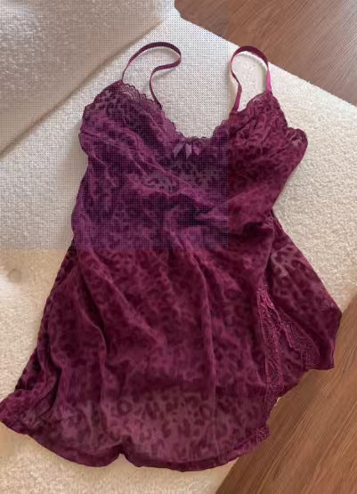 Pink leopard print tight nightgown E-Plaza store