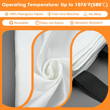 1 couverture anti-feu de 1 m x 1 m, couverture anti-incendie d'urgence pour cuisine à dépliage rapide en fibre de verre ignifuge, avec crochets, couverture anti-incendie très résistante pour la maison E-Plaza store