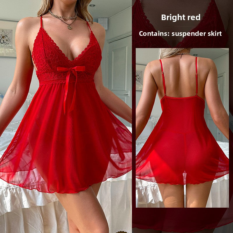 Chemise de nuit sexy transparente en maille fine pour femmes E-Plaza store