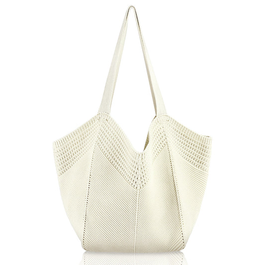Sacs en crochet pour femme – Sac à bandoulière léger en tricot doux, grand sac fourre-tout en maille, sac à main décontracté, sac en tricot hippie pour toutes les saisons, voyage, vacances, shopping