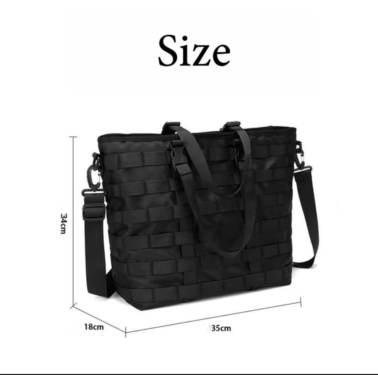 Sac Tote Tactique Multifonction – Noir sac à bandoulière unisexe grande capacité pour hommes, sac à main de grande capacité pour étudiants, fourre-tout décontracté, sacoches, sac de voyage