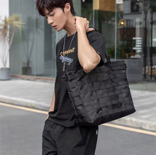 Sac Tote Tactique Multifonction – Noir sac à bandoulière unisexe grande capacité pour hommes, sac à main de grande capacité pour étudiants, fourre-tout décontracté, sacoches, sac de voyage
