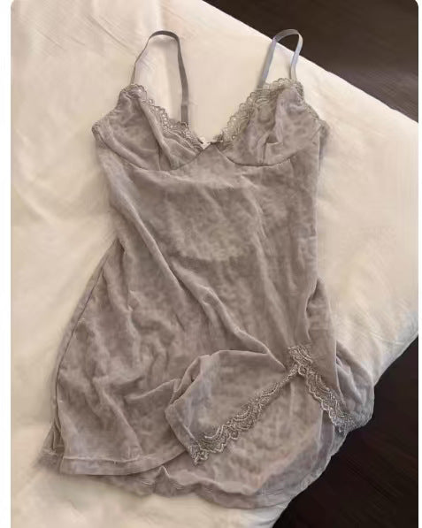 Pink leopard print tight nightgown E-Plaza store